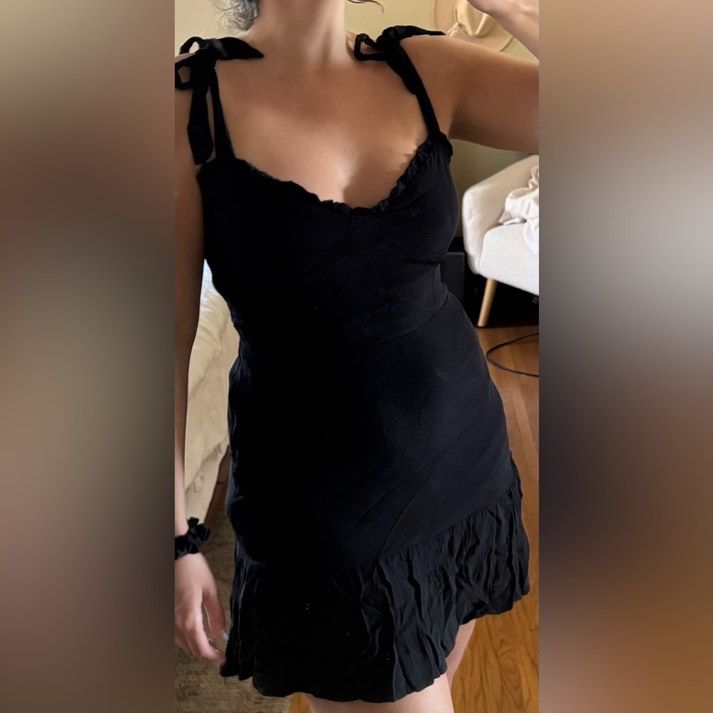 Black Mini Dress with Bow Straps